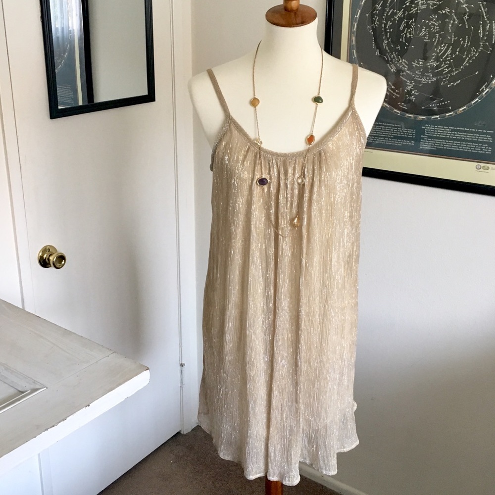 Paper Crane Gold Shimmer Mini Dress